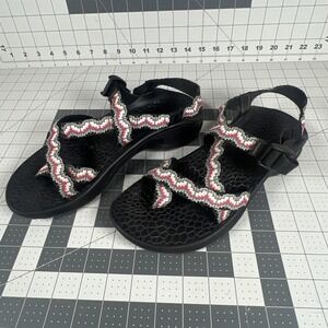 Chaco Updraft EcoTread-2 Sandal‎ Women's Sz 10 Black Gray Pink Tapestry Toe Loop